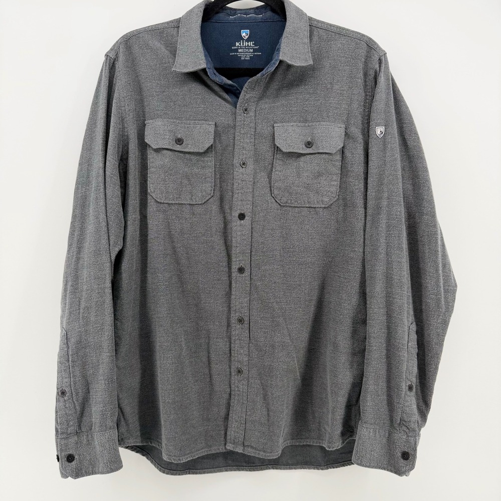 Kuhl Button Up Shirt Men's Md. Gray Long Sleeve Outdoor Hiking‎ Utility Gorpcore